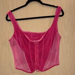 Cider 1XL Pink Lace-Up Corset Top